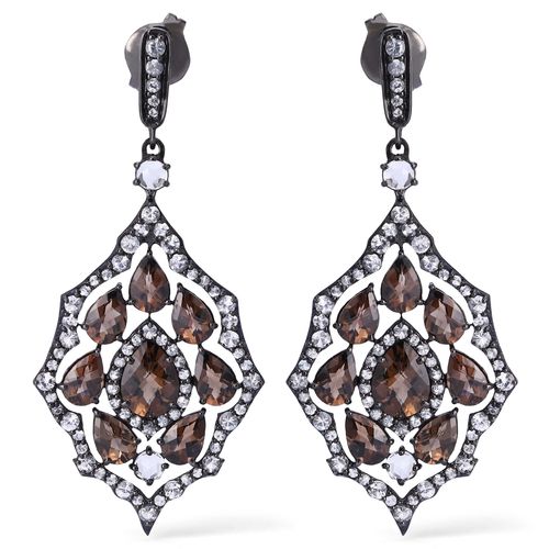 Par de Brinco Linha Setara em Prata 925 com Topázios Smokys e Topázios Brancos 127653