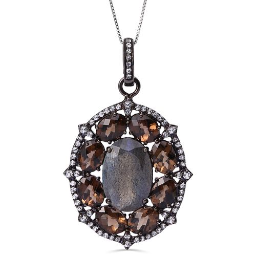 Pingente Linha Setara Collection em Prata 925 com Topazios Fumes, Topqazios Brancos e Labradorita 129049