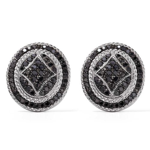 Par de Brinco em Prata 925 com Diamantes Negros 131507