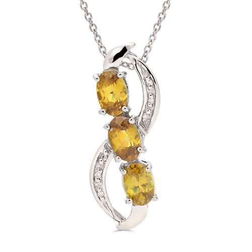 Pingente em Prata 925 com Esfene e Diamantes 156400 Pingente em Prata 925 com Esfene e Diamantes 156400