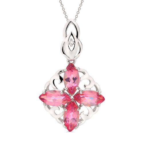 Pingente em Prata 925 com Topázios Místicos e Topázio Branco 156440 Pingente em Prata 925 com Topázios Místicos e Topázio Branco 156440