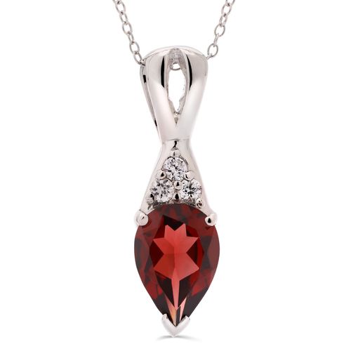 Pingente em Prata 925 com Granada Gota e Zircônias 156514 Pingente em Prata 925 com Granada Gota e Zircônias 156514
