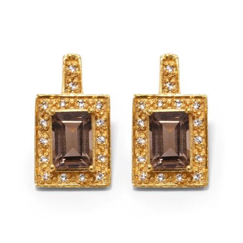 Par de Brinco em Prata 925 com Quartzo Smoke e Topazios Brancos 156886