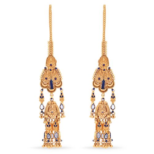 Par de Brinco Linha Alshahba em Ouro Amarelo 21k com Safiras e Minas 135117