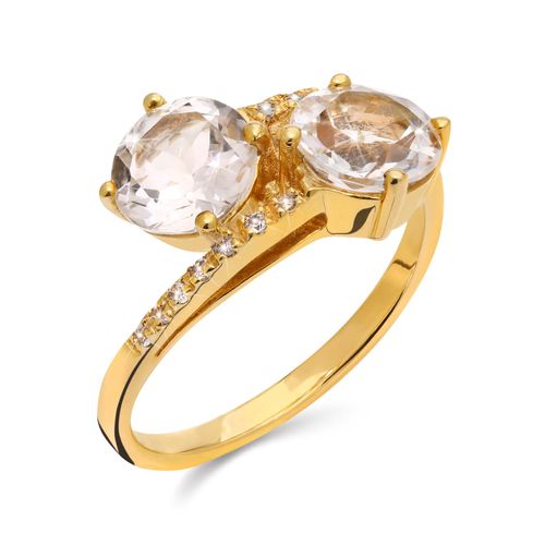 Anel em Prata 925 com Topázios Brancos 157016 Anel em Prata 925 com Topázios Brancos 157016