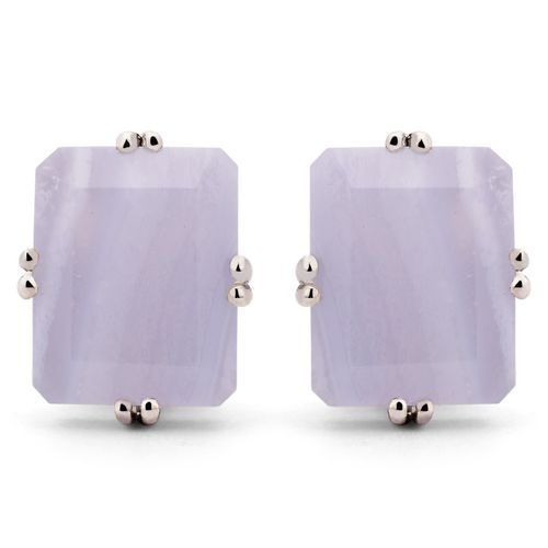 Par de Brinco em Prata 925 com Ágata Azul 158049