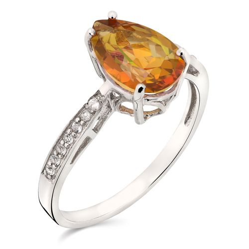 Anel em Prata 925 Com Topázio Místico e Topázio Branco 158162