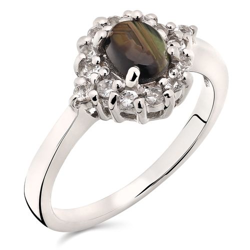 Anel em Prata 925 Com Safira Estrela e Topázio Branco 158187