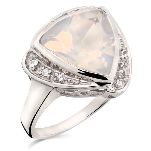 Anel em Prata 925 com Quartzo Branco e Topazios Brancos 158292 Anel em Prata 925 com Quartzo Branco e Topazios Brancos 158292