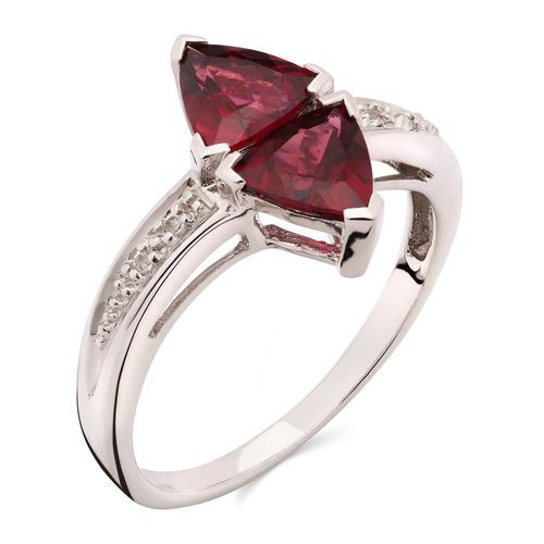 Anel em Prata 925 de Prata com Rodolitas Delta e Tópazios Brancos 158369