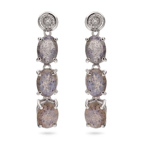 Par de Brinco em Prata 925 com Spectrolites e Diamantes 158418