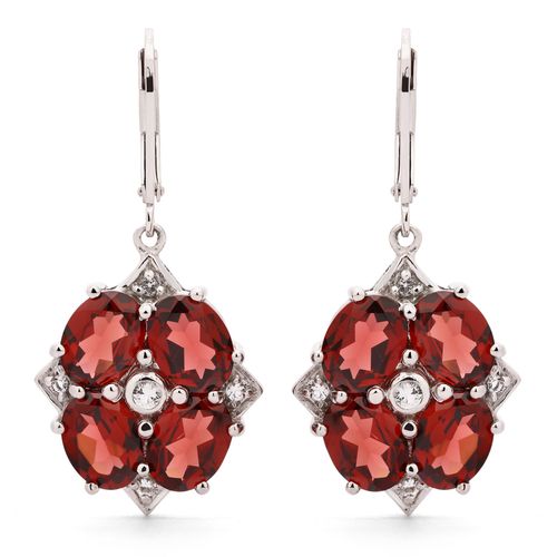 Par de Brinco em Prata 925 com Granadas com Topázios Brancos 158479