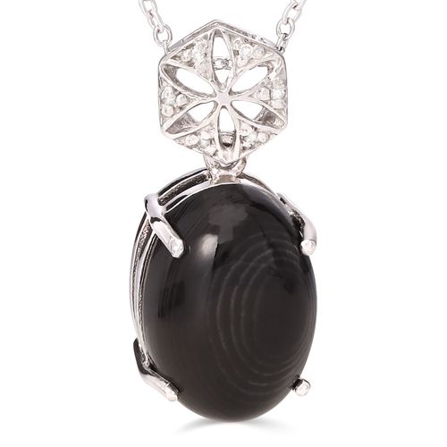 Pingente em Prata 925 com Psilomelane e Diamantes 159366