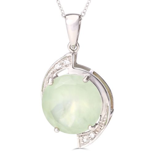 Pingente em Prata 925 Com Prenita eTopázio Branco 159388