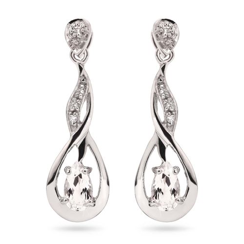 Par de Brinco em Prata 925 Infinito com Goshenite e Topázios Brancos 159689