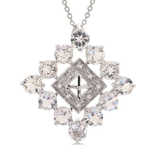 Pingente em Prata 925 com Scapolite e Safiras Brancas 159730 Pingente em Prata 925 com Scapolite e Safiras Brancas 159730