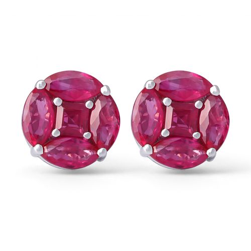 Par de Brinco em Ouro Branco 18k com Rubis 141291