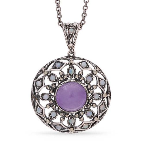 Pingente em Prata 925 com Jade, Opalas e Marcassitas 142739