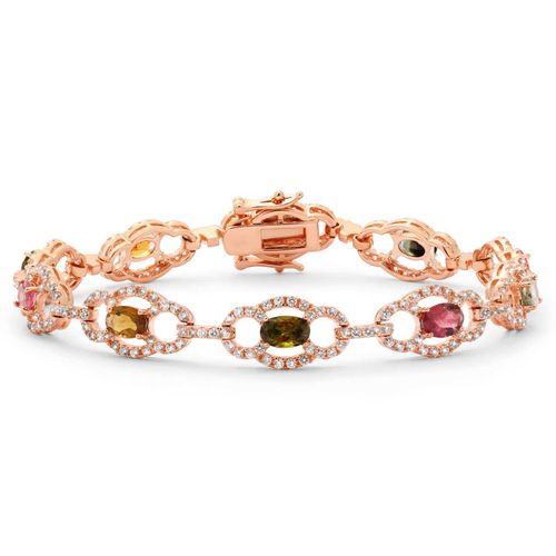 Pulseira em Prata 925 com Turmalinas Coloridas 143101