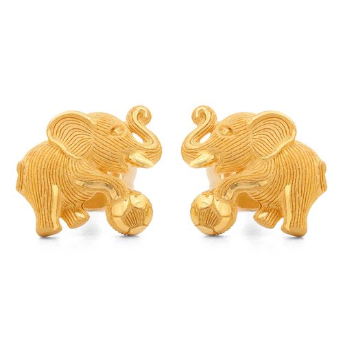 Par de Brinco em Ouro Amarelo 24k Prima Gold Elefantinho 143160