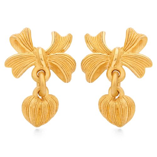 Par de Brinco em Ouro Amarelo 24k Prima Gold Lacinho 143191