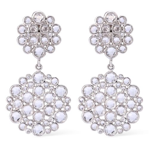 Par de Brinco Linha Setara em Prata 925 Colméia com Topázios Brancos 143990