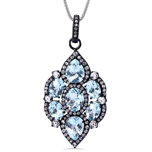 Pingente Linha Setara em Prata 925 Com Topazios Azuis e Topazios Brancos 144171