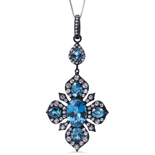 Pingente Linha Setara em Prata 925 com Topazios Azuis e Topazios Brancos 144172