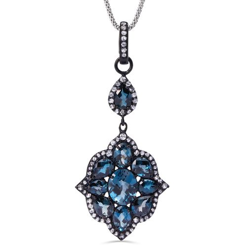 Pingente Linha Setara em Prata 925 com Topazios Azuis e Topazios Brancos 144175