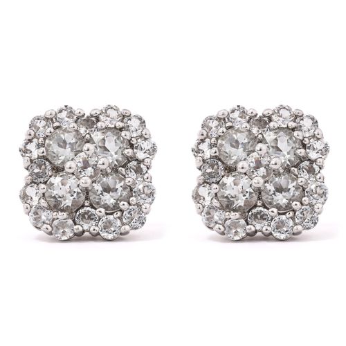 Par de Brinco em Prata 925 Floral com Ametistas Verdes e Zircônias 100972