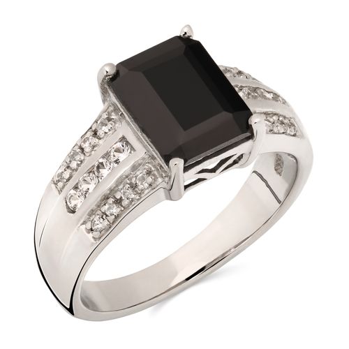 Anel em Prata 925 com Black Spinel e Topázios Brancos 155519