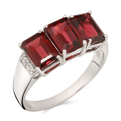 Anel Em Prata 925 Com Rodolita e Diamante 157825