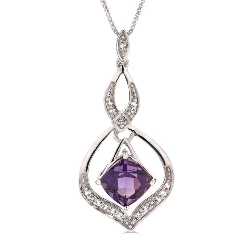 Pingente em Prata 925 com Quartzo Lilás e Topázio Branco 158297