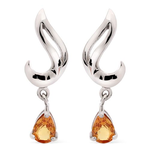 Par de Brinco em Prata 925 com Safira Laranja Gota 160433 Par de Brinco em Prata 925 com Safira Laranja Gota 160433