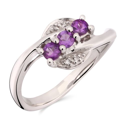 Anel em Prata 925 com Ametistas e Diamantes 166590