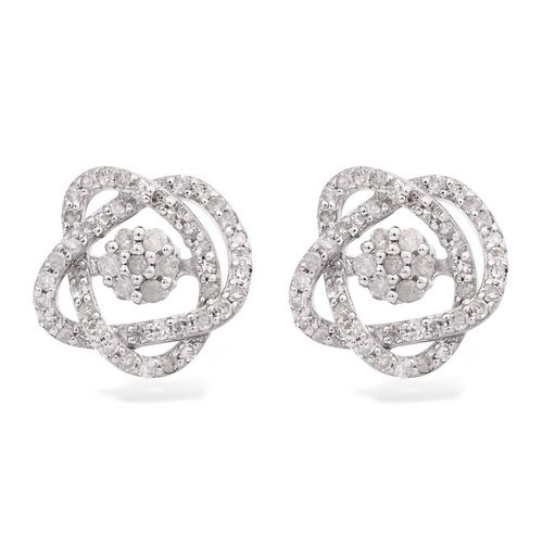 Par de Brinco em Ouro Branco 18k Flor com Diamantes 148817