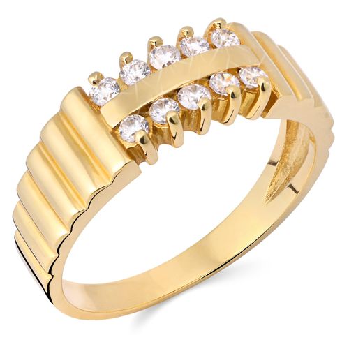 Anel em Ouro Amarelo 18k com Zirconias 148872 Anel em Ouro Amarelo 18k com Zirconias 148872