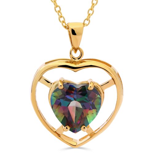 Pingente Coração em Prata 925 com Topazio Mistico 167827