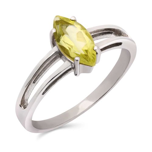 Anel em Prata 925 Citrino Limão Navete 169920
