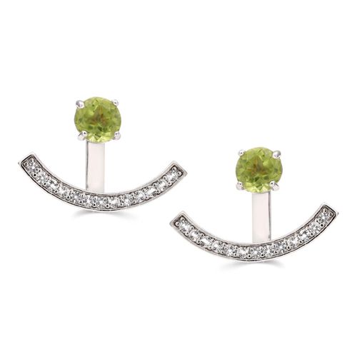 Par de Brinco em Prata 925 Barquinho com Peridotos e Zirconias 152876