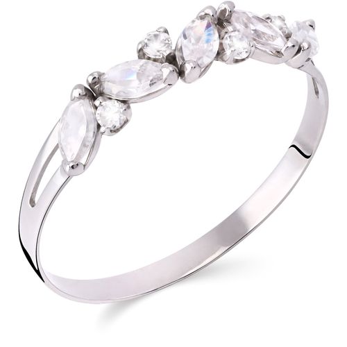 Meia Aliança em Ouro Branco 18k com  Zirconias 198947