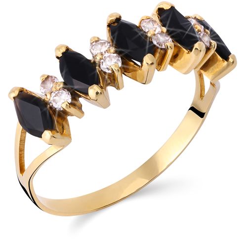 Meia Aliança em Ouro Amarelo 18 k com Onix e Zirconias 198951