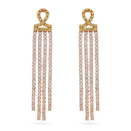 Par de Brinco em Prata 925 de Fios com Zirconias 143409