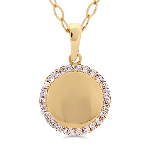 Pingente em Ouro Amarelo 18k Círculo com Zirconias 190243