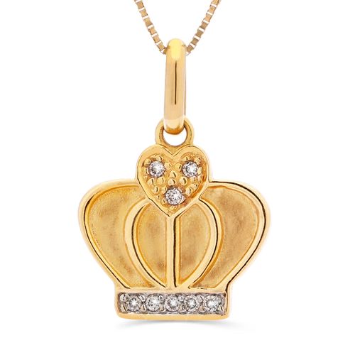 Pingente  em Ouro Amarelo 18k Coroa com Diamantes 190663
