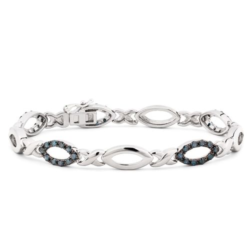 Pulseira em Prata 925 com Diamantes Azuis 123011