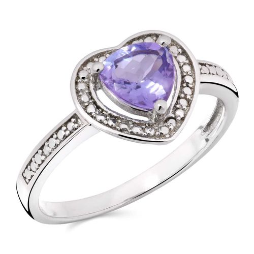 Anel em Prata 925 Coração com Tanzanita 143418