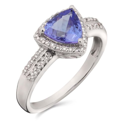 Anel em Prata 925 com Tanzanita Delta e Diamantes 127499