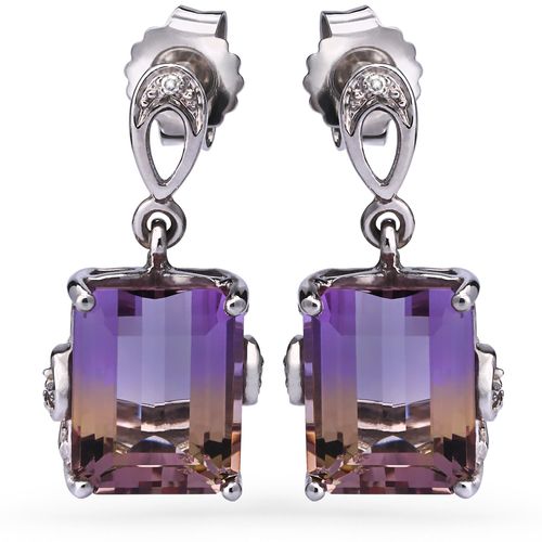 Par de Brinco em Prata 925 Ametista Bi-Color 160546