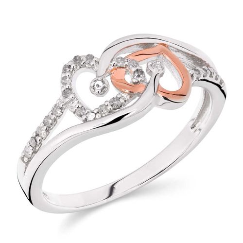 Anel em Prata 925 Corações Entrelaçados com Diamantes 143417 Anel em Prata 925 Corações Entrelaçados com Diamantes 143417
